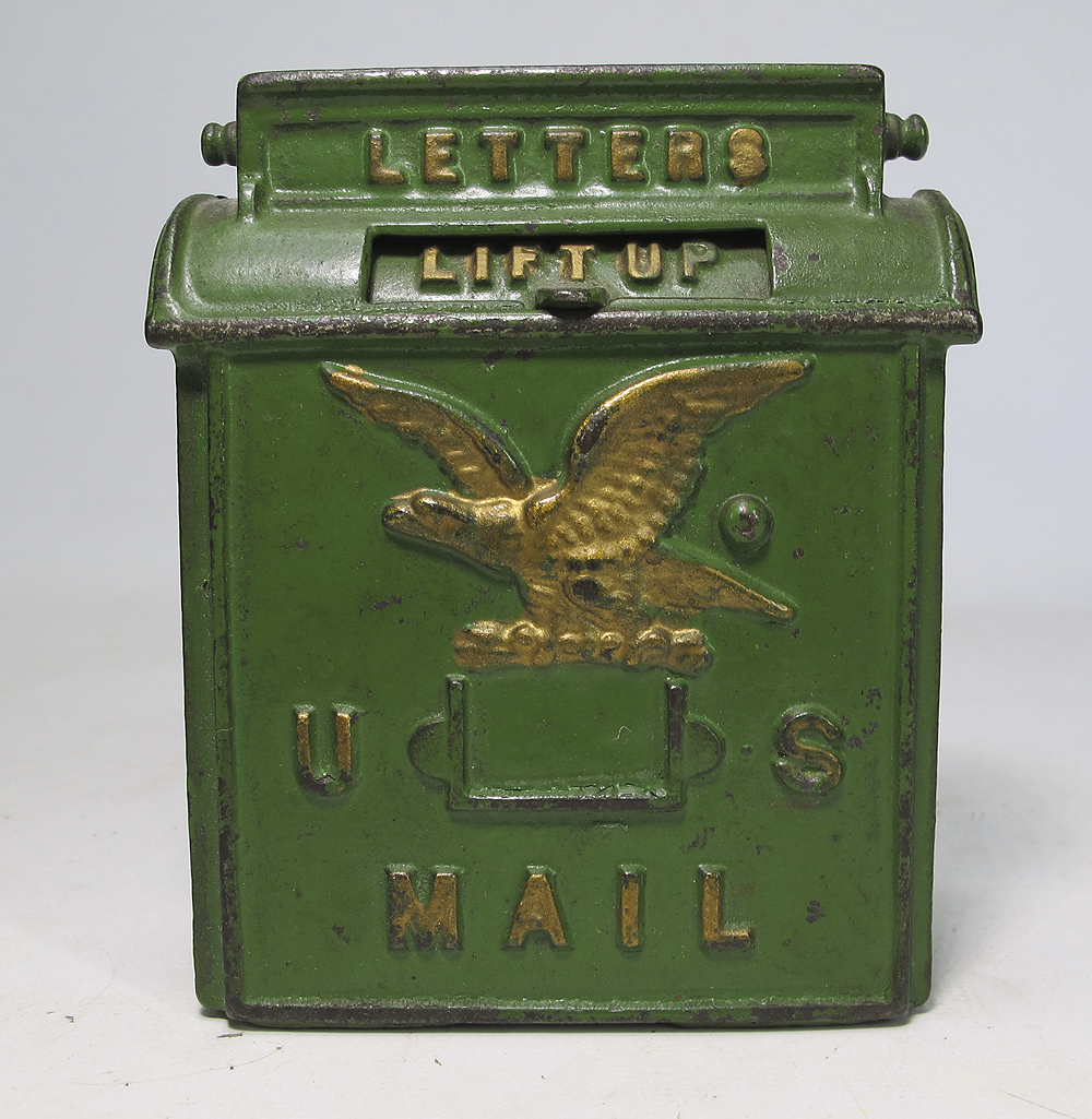Antique c 1880 Kenton Cast Iron US MAIL Eagle Miniature Mailbox Bank