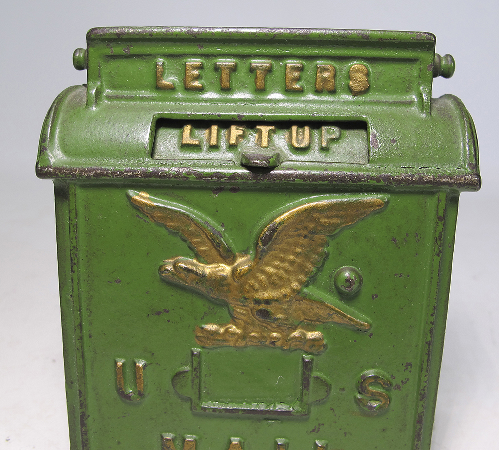 Antique c 1880 Kenton Cast Iron US MAIL Eagle Miniature Mailbox Bank