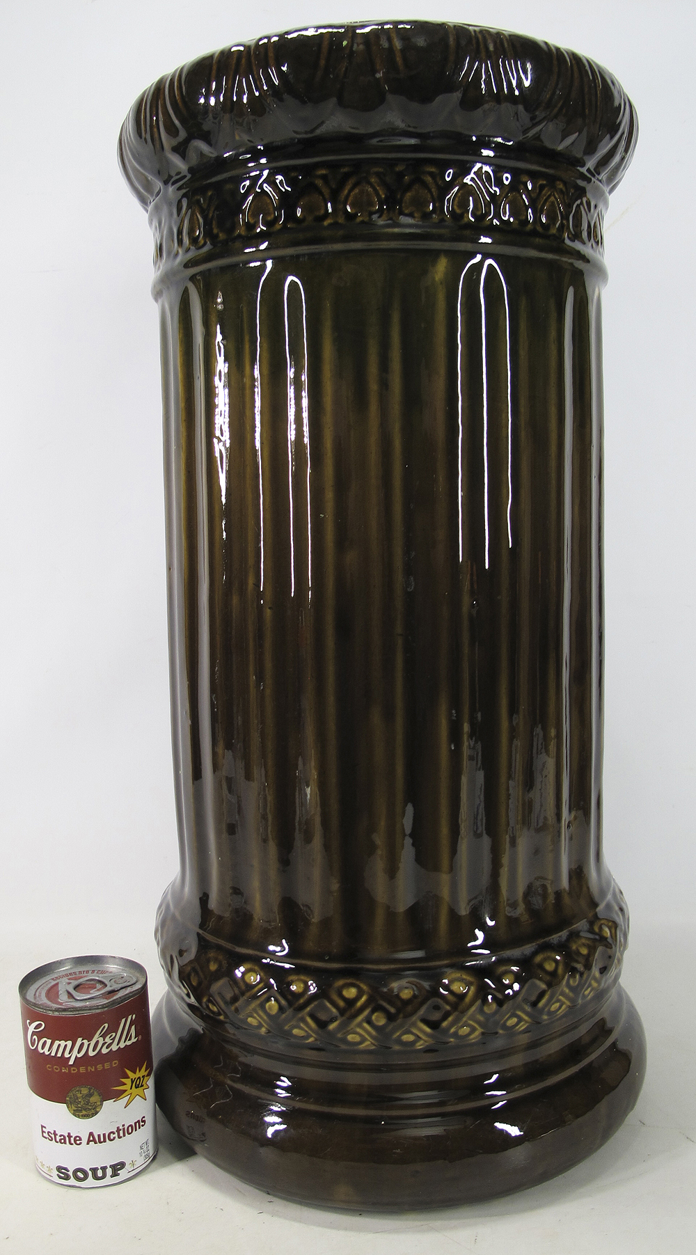 Antique McCoy Pottery Chocolate Glazed Majolica Umbrella/Cane Stand