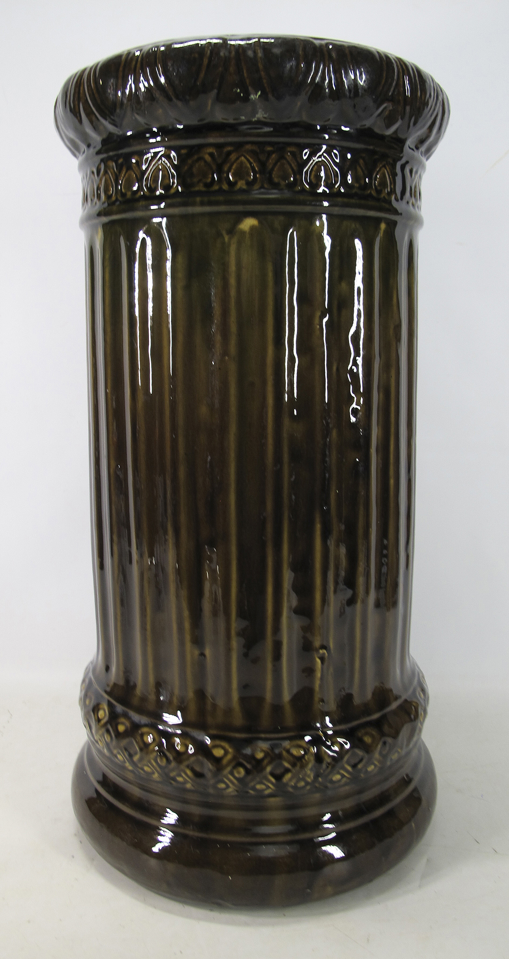 Antique McCoy Pottery Chocolate Glazed Majolica Umbrella/Cane Stand